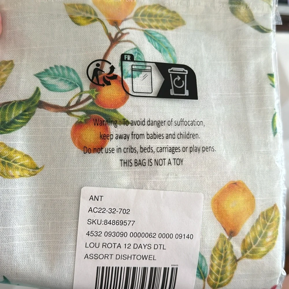 Lou Rota‎ 12 days of Christmas dish towel